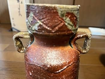 人気作家　眉山窯　沖康史作　焼締　信楽　土瓶形　花入れ　花瓶　オブジェ　共箱 陶器 花瓶 14.0×14.0×高さ29.0cm 信楽焼 日本製 壺 和風